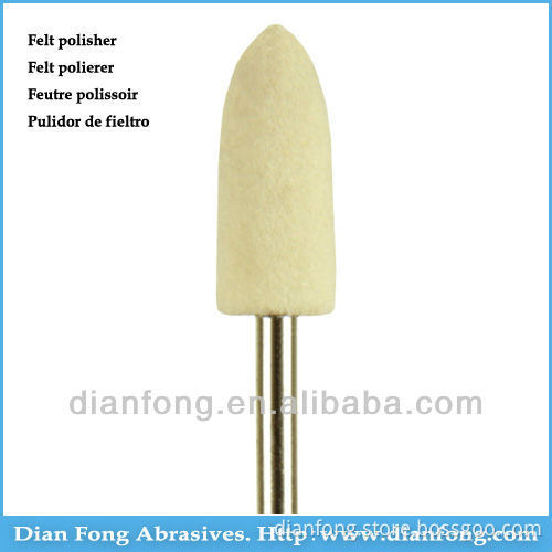 G6 HP Shank Bullet Shaped High Density Dental Laboratory White Felt Polisher